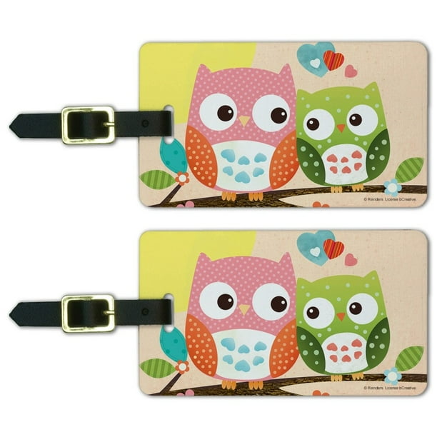 Wonderful Owls Pattern Art Leather Round Luggage Tags Suitcase Labels Bag Wonderful Owls Pattern Art Leather Round Luggage Tags Suitcase Labels Bag